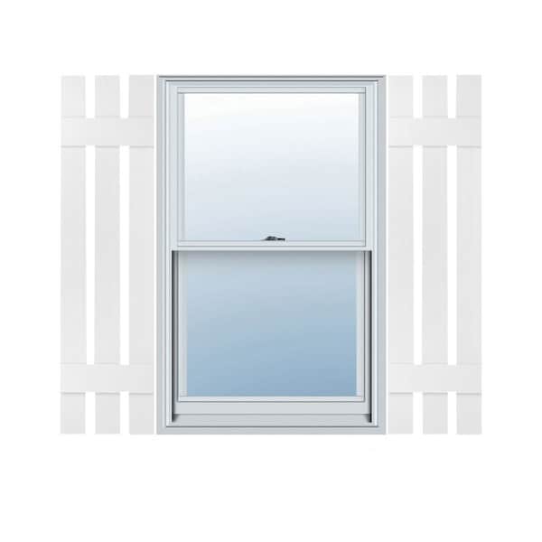 Ekena Millwork 12-in. W x 35-in. H Lifetime Vinyl, Three Board Spaced, Board-n-Batten Shutters, Bright White, PR LS3S12X03500BW - main